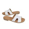 Sandalia Plana Mujer Piel Blanco Oro