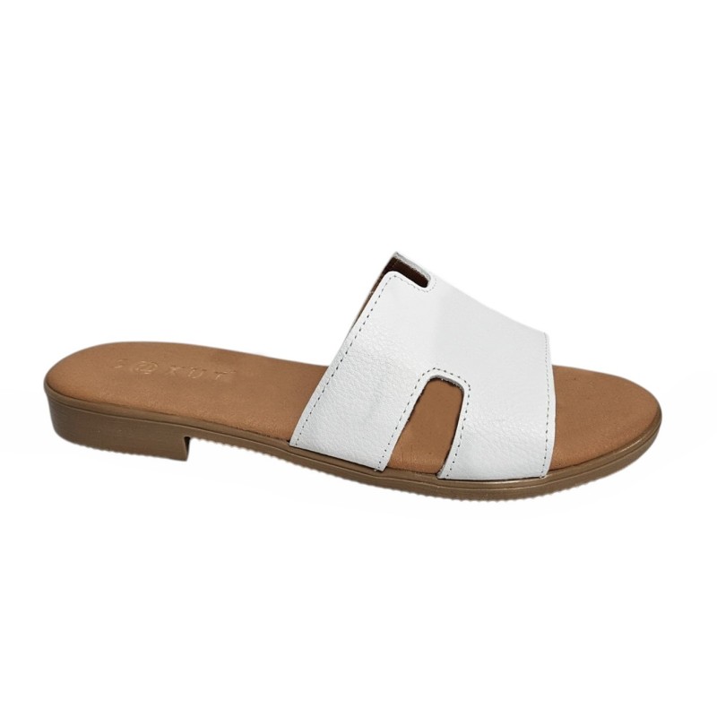 Sandalia Plana Mujer Piel Blanco