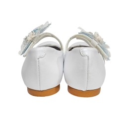 Zapato Comunión Niña Piel Con Adorno Floral.