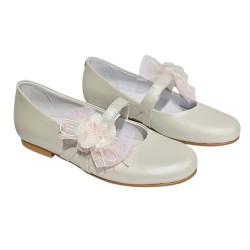 Zapato Comunión Niña Piel Con Adorno Floral