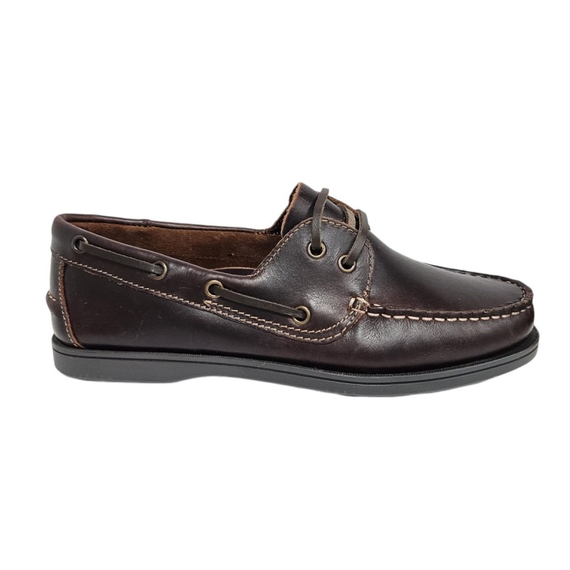 Nautico Hombre Piel Pull Marrón