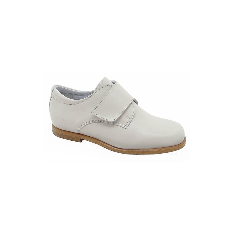 Zapato Comunión-Ceremonia Niño Con Velcro Piel Beig.