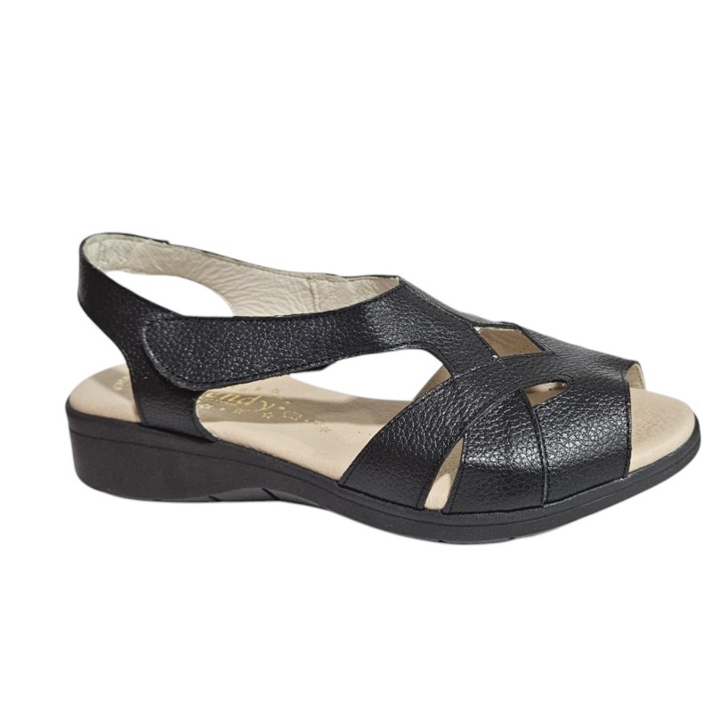 Duendy Sandalia Confort Mujer Piel Negro