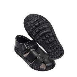 Sandalia Confort Hombre En Piel Negro