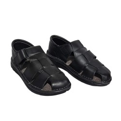 Sandalia Confort Hombre En Piel Negro