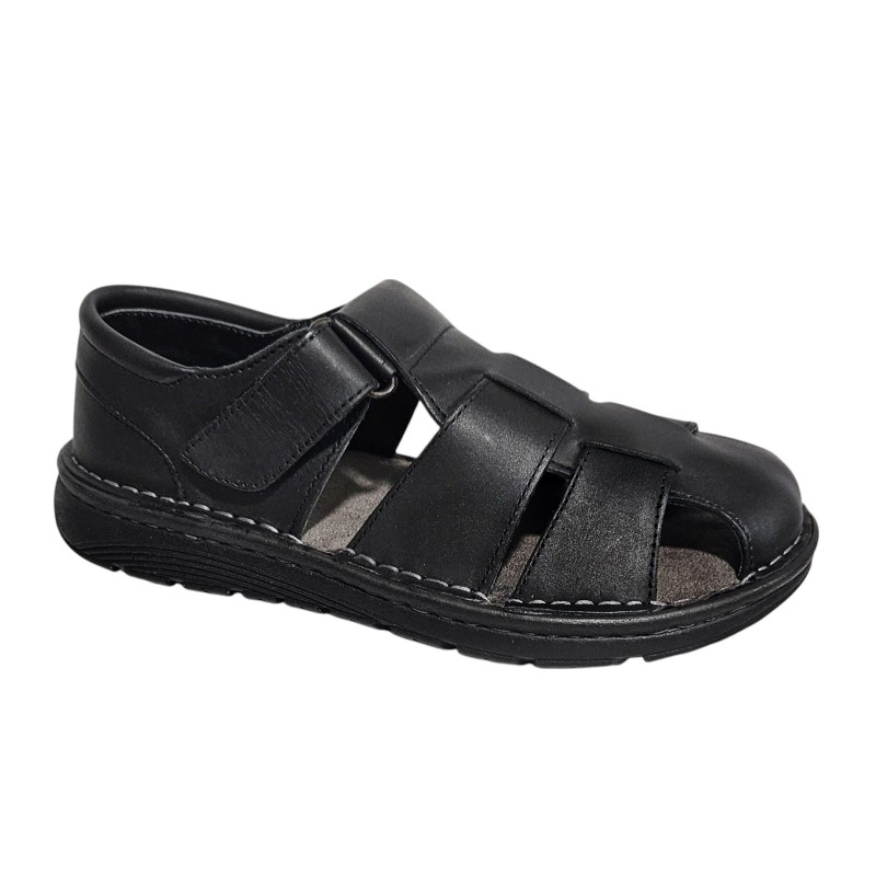Sandalia Confort Hombre En Piel Negro