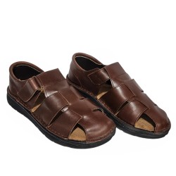 Sandalia Confort Hombre En Piel Cuero