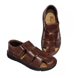 Sandalia Confort Hombre En Piel Cuero