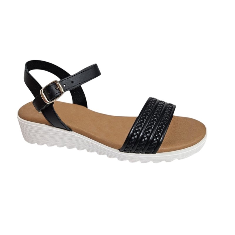 D'Veranas. Sandalia Mujer Confort Piel Negro.