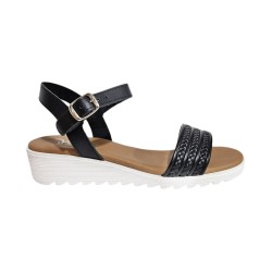 D'Veranas. Sandalia Mujer Confort Piel Negro.