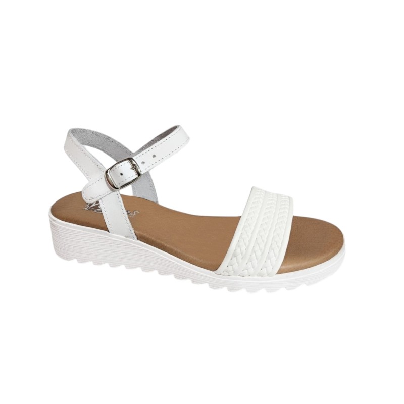 D'Veranas. Sandalia Mujer Confort Piel Blanco