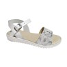 D'Tivo. Sandalia Niña Cómoda Piel Blanco Plata