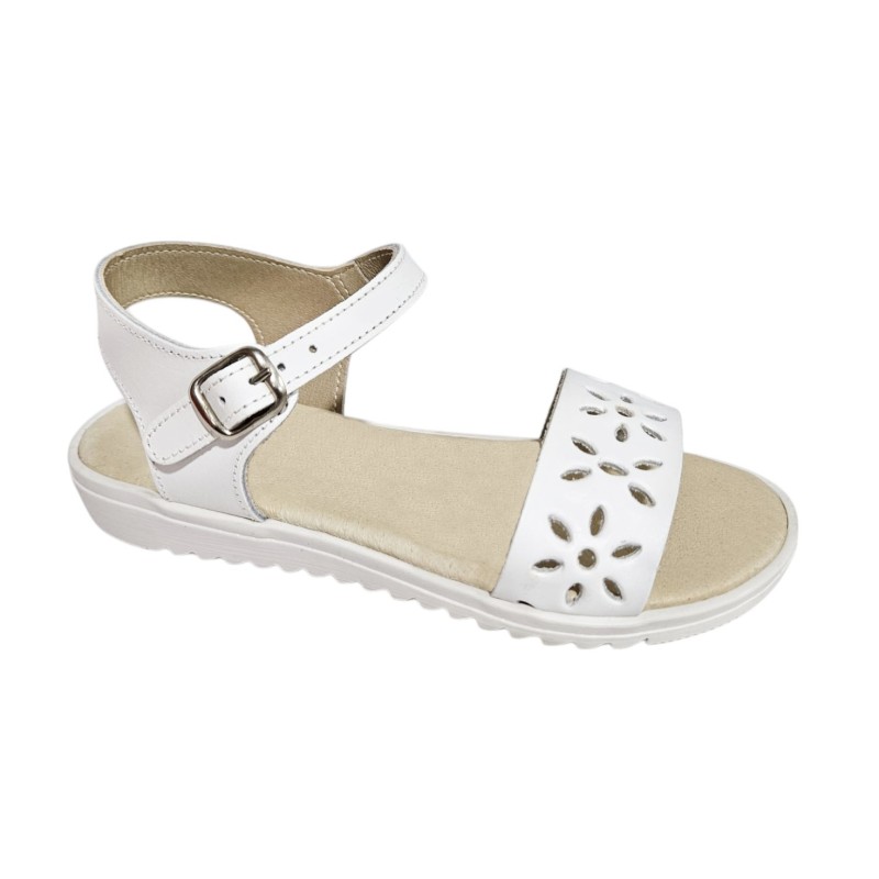 D'Tivo. Sandalia Niña Cómoda Piel Blanco