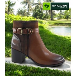 Amarpies Botin Cuero Moda Mujer