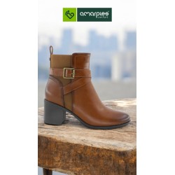 Amarpies Botin Cuero Moda Mujer