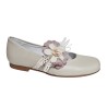Zapato Comunión Niña Piel Beig "Adorno Floral"