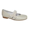 Zapato Comunión Niña Piel Beig "Adorno Floral"