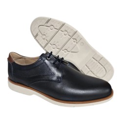 DJ SANTA. Zapato Sport Piel Azul Hombre