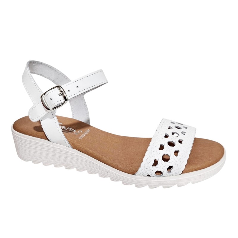 D'Veranas. Sandalia Mujer Confort Piel Blanco