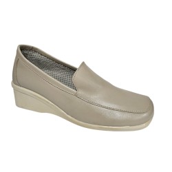 Mocasin Con Cuña de Mujer Piel Taupe