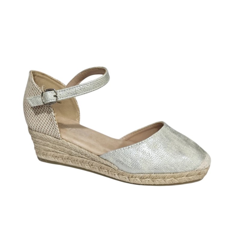 Amarpies. Valenciana Plata Confort Cuña Yute.