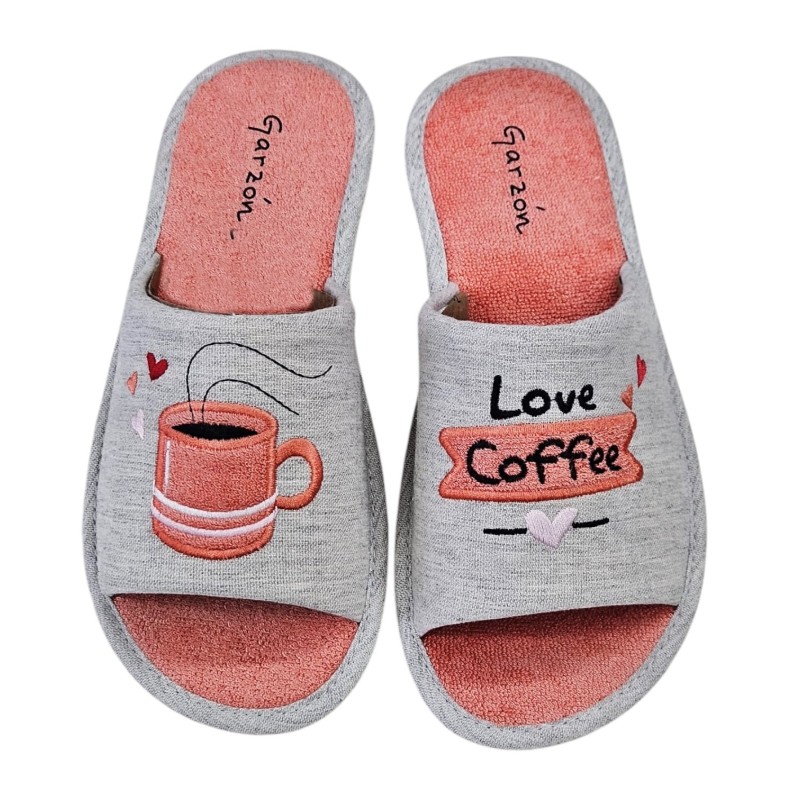Garzon. Zapatilla Casa Mujer "Love Coffee" Especial Parquet.