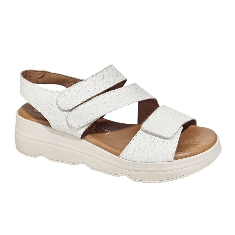Duendy Sandalia Mujer Velcros En Piel y Cuña