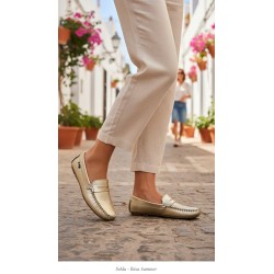 Mocasin banda antifaz de Mujer Piel Oro