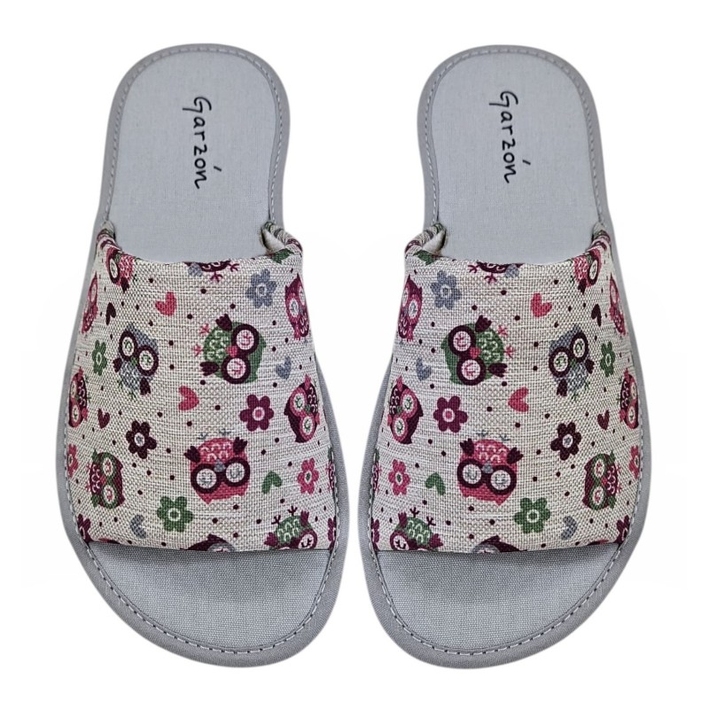 Garzon. Zapatilla Casa Mujer "Buhos" Especial Parquet.