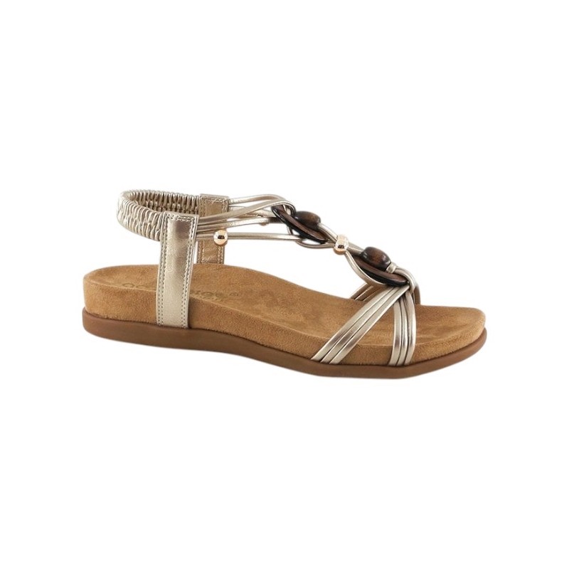 Amarpies. Sandalia Confort Mujer En Platino