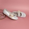 Zapato Comunión-Ceremónia Niña Piel y Adorno Flores