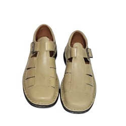 Sandalia Confort Piel Taupe Cosido Crispino.