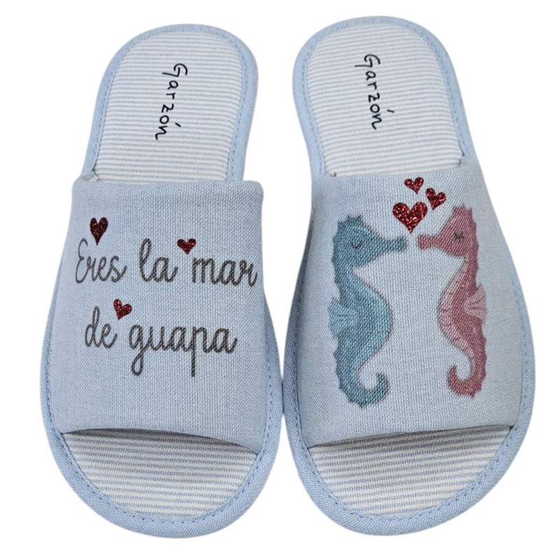 Garzon. Zapatilla Casa Mujer "La Mar de Guapa" Especial Parquet.