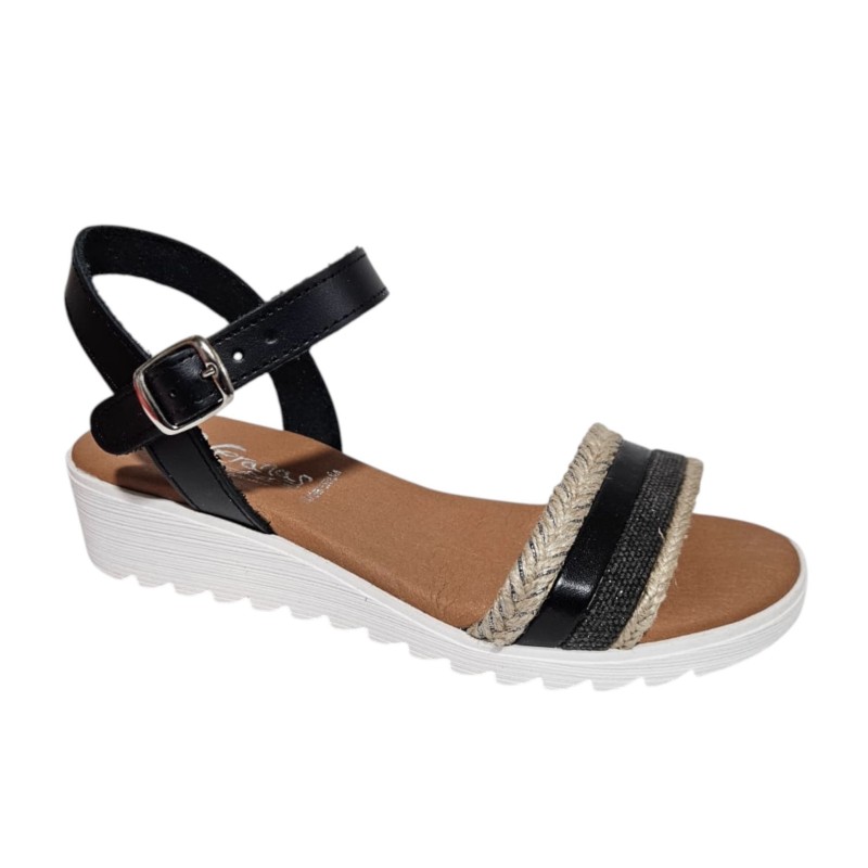 D'Veranas. Sandalia Mujer Confort Piel Negro