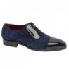 Zapato Elegante de Vestir para Hombre Todo Piel Charol-Ante color Azul. Almansa