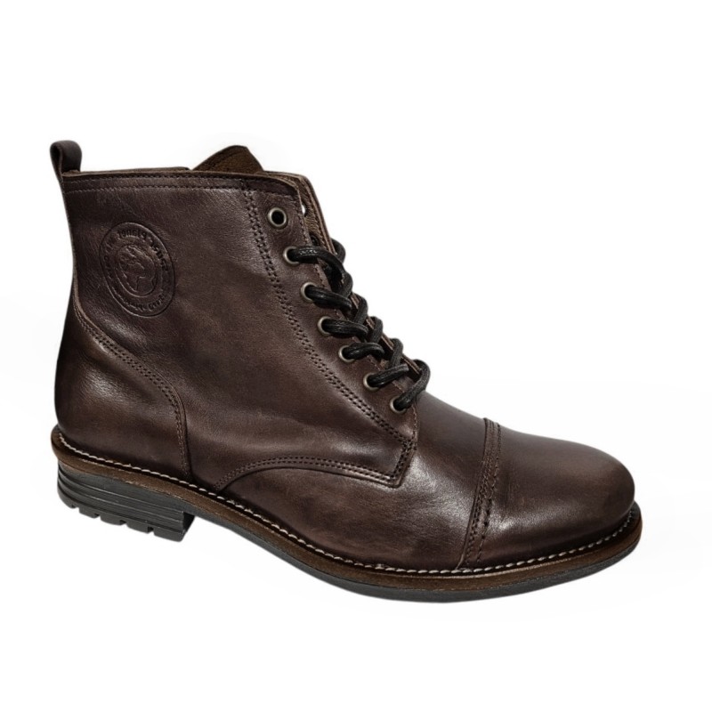 Bota Piel Marrón Moda Joven Con Cremallera
