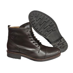 Bota Piel Marrón Moda Joven Con Cremallera