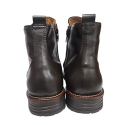 Bota Piel Marrón Moda Joven Con Cremallera