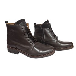Bota Piel Marrón Moda Joven Con Cremallera