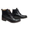 Bota Piel Negro Moda Joven Con Cremallera