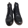 Bota Piel Negro Moda Joven Con Cremallera
