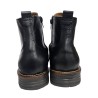 Bota Piel Negro Moda Joven Con Cremallera