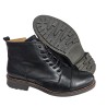 Bota Piel Negro Moda Joven Con Cremallera