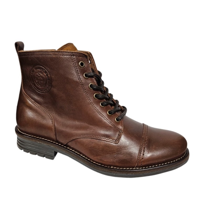 Bota Piel Camel Moda Joven Con Cremallera