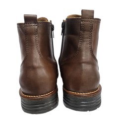 Bota Piel Camel Moda Joven Con Cremallera