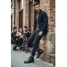Bota Piel Negro Moda Joven Con Cremallera