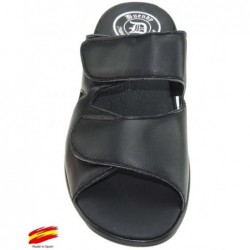 Duendy Sandalia Piel Confort Hombre Con Velcros.