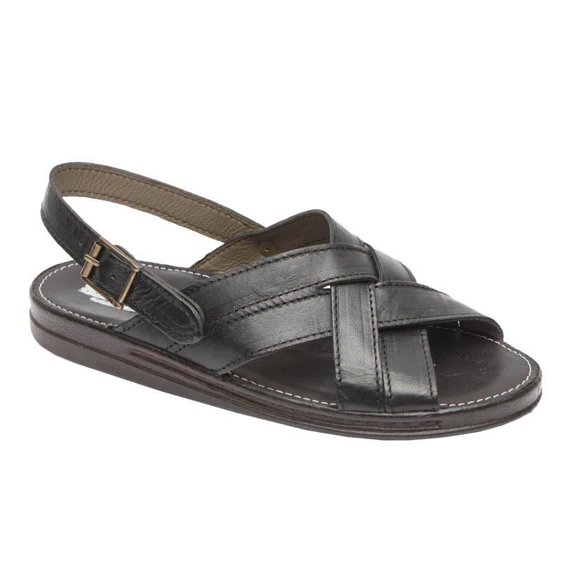 Sandalia Hombre Con Tira Piel Negro.
