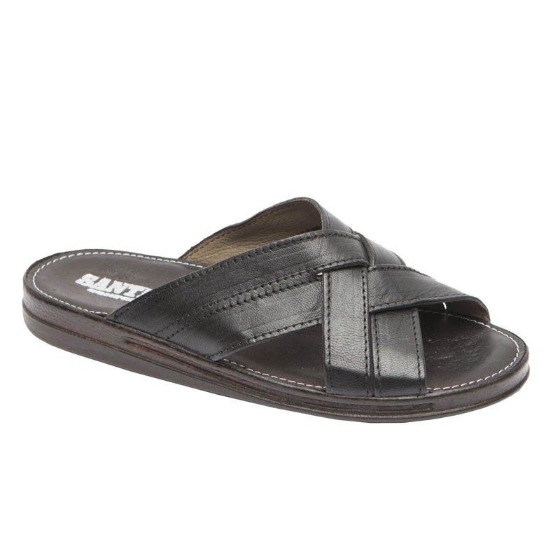 Sandalia Cómoda Hombre Piel Negro.