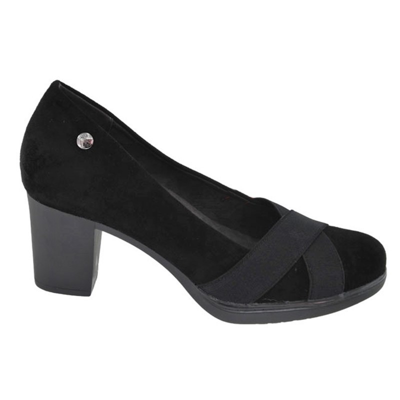 Zapato Salón Tacón Plantilla Confort Negro.  Amarpies